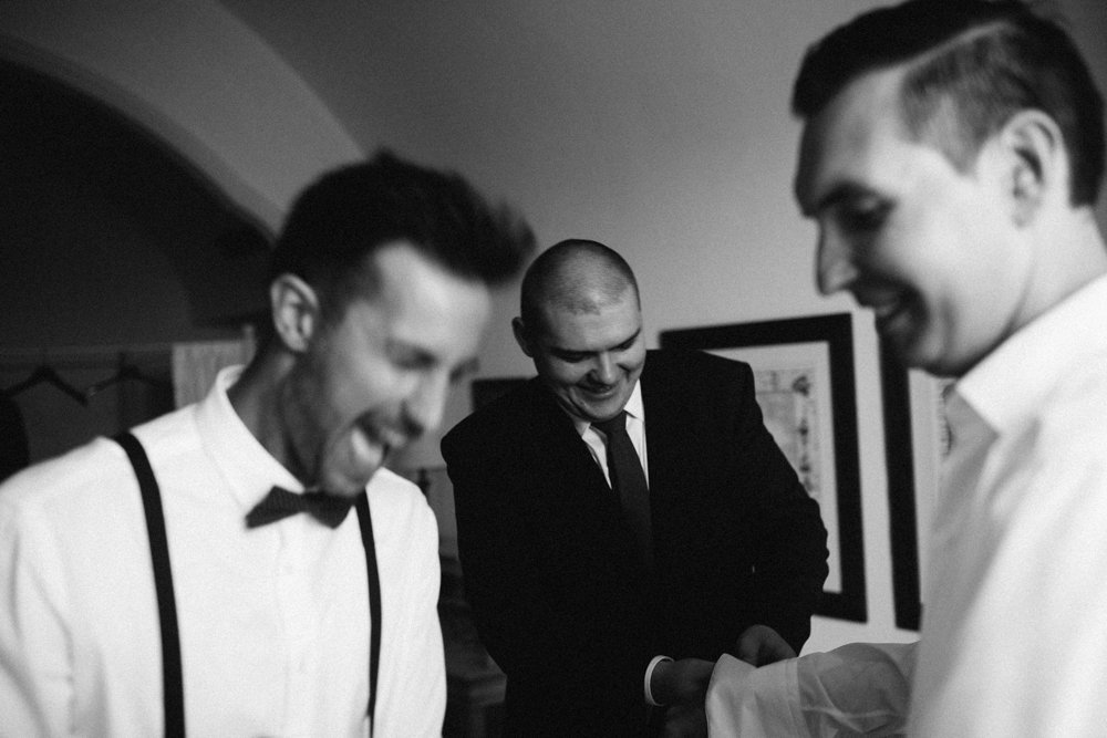 Wedding photographer in Costa Brava, Spain. Groom and his groomsmen