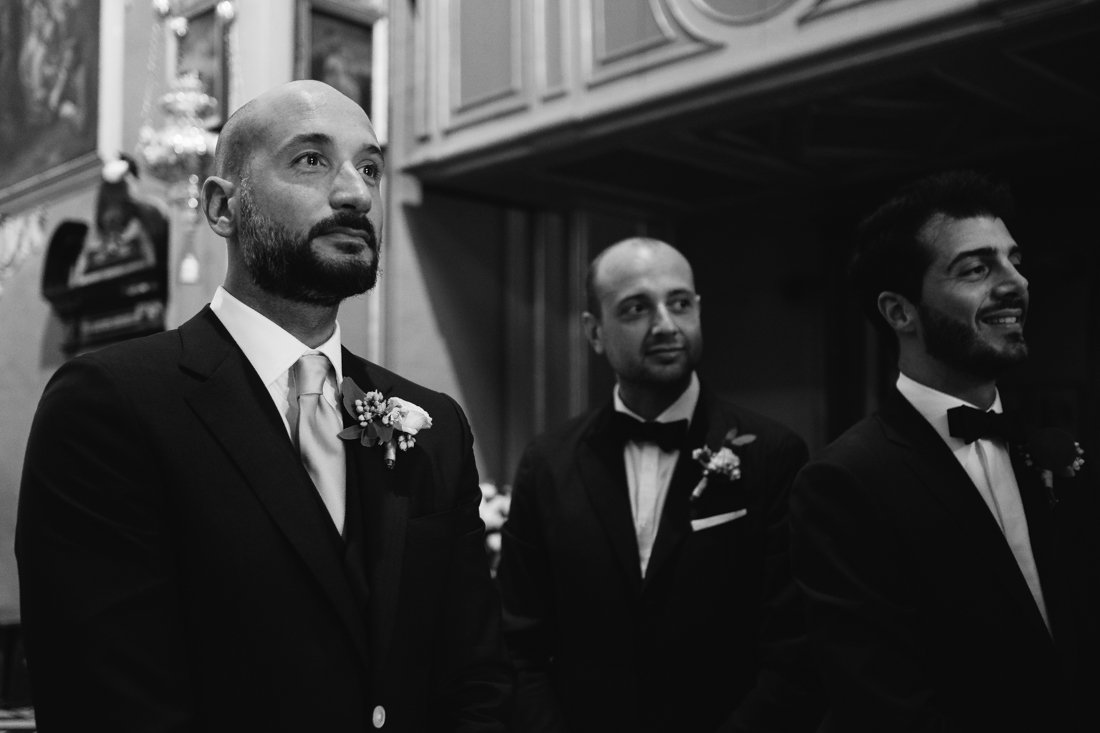Chic wedding in Castello di Malpaga, Italy.The groom